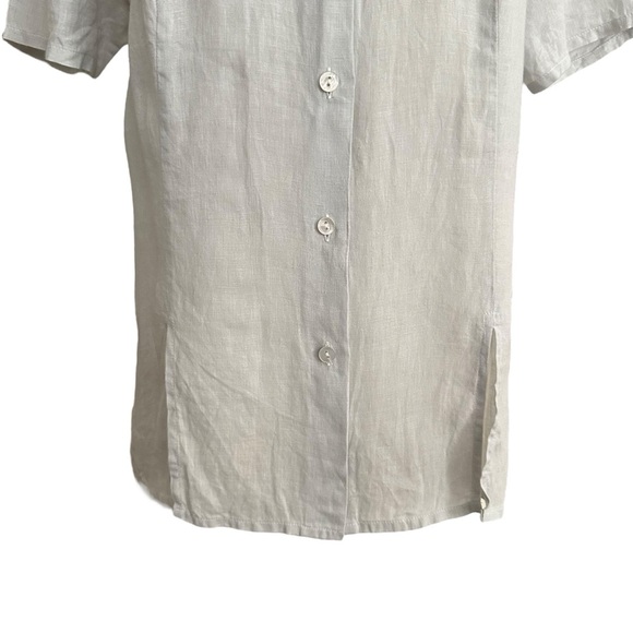 BARCELINO by Cellini Light Gray Linen Button-Up Shirt Minimalist Old Money 8 - Picture 3 of 14